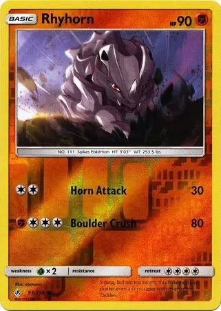 Rhyhorn 93/214 Unbroken Bonds Reverse Holo Pokémon card