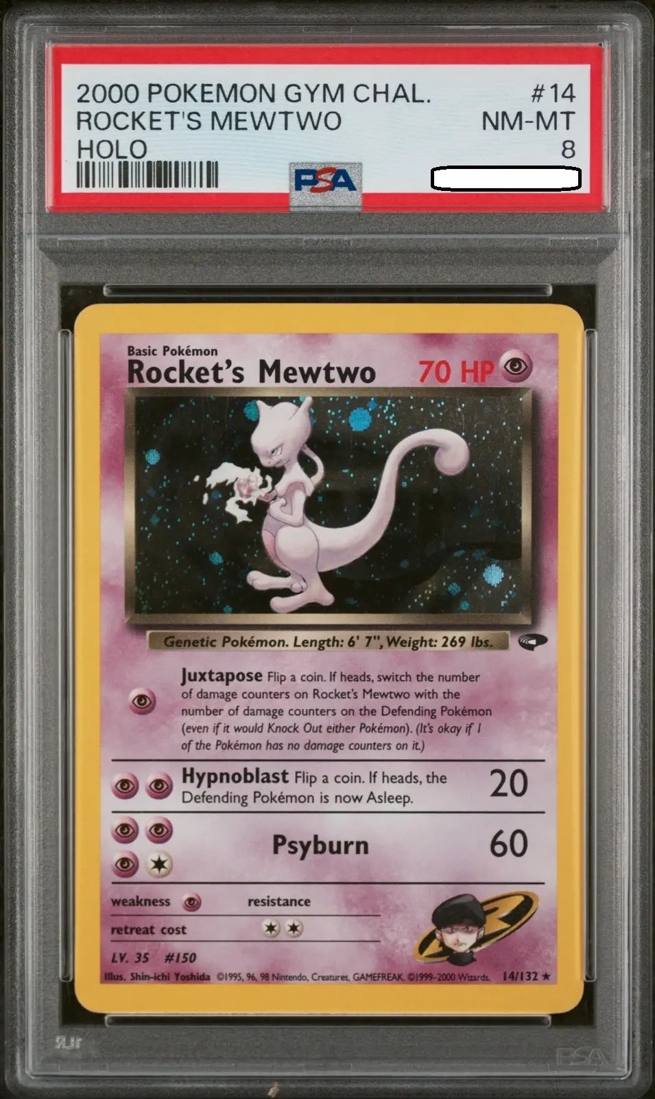 Pokémon TCG – Rocket’s Mewtwo 14/132 Holo – Gym Challenge – PSA 8 Near Mint-Mint