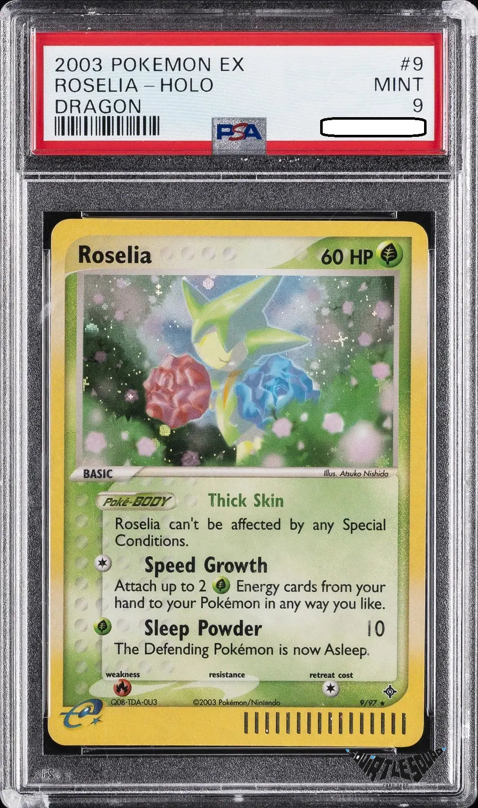 Pokémon TCG – Roselia 9/97 Holo – EX Dragon – PSA 9 Mint