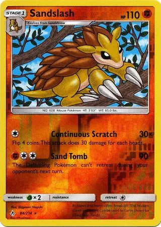 Sandslash 84/214 Unbroken Bonds Reverse Holo Pokémon card
