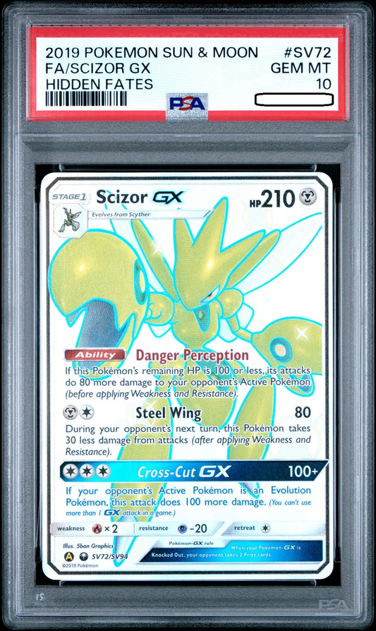Pokémon TCG – Scizor GX SV72/SV94 Shiny Full Art – Hidden Fates – PSA 10 Gem Mint Squirtle Squad Card Shop.   Squirtle Squad Card Shop.