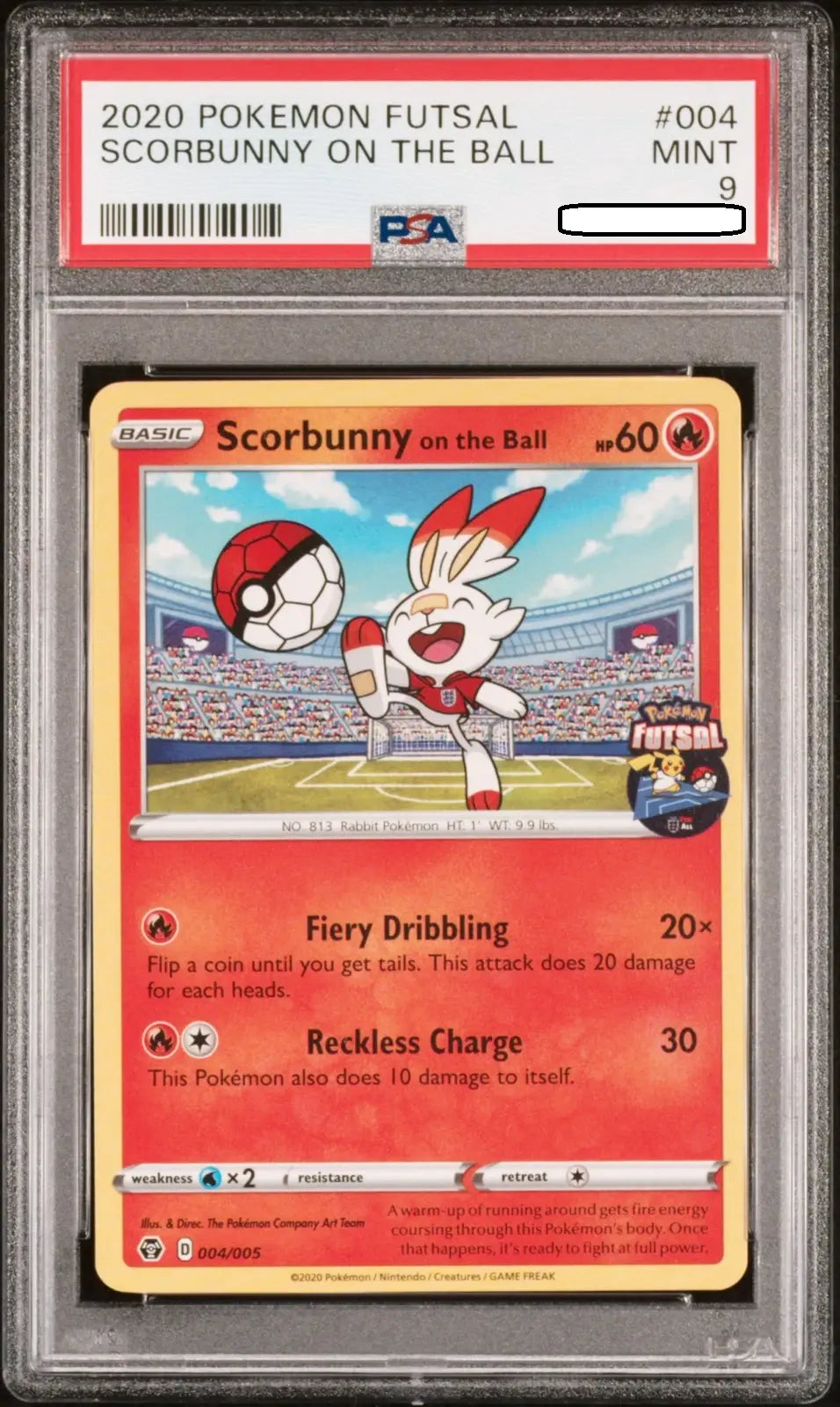 Pokémon TCG – Scorbunny SWSH004 “On the Ball” Futsal Promo – PSA 9 Mint