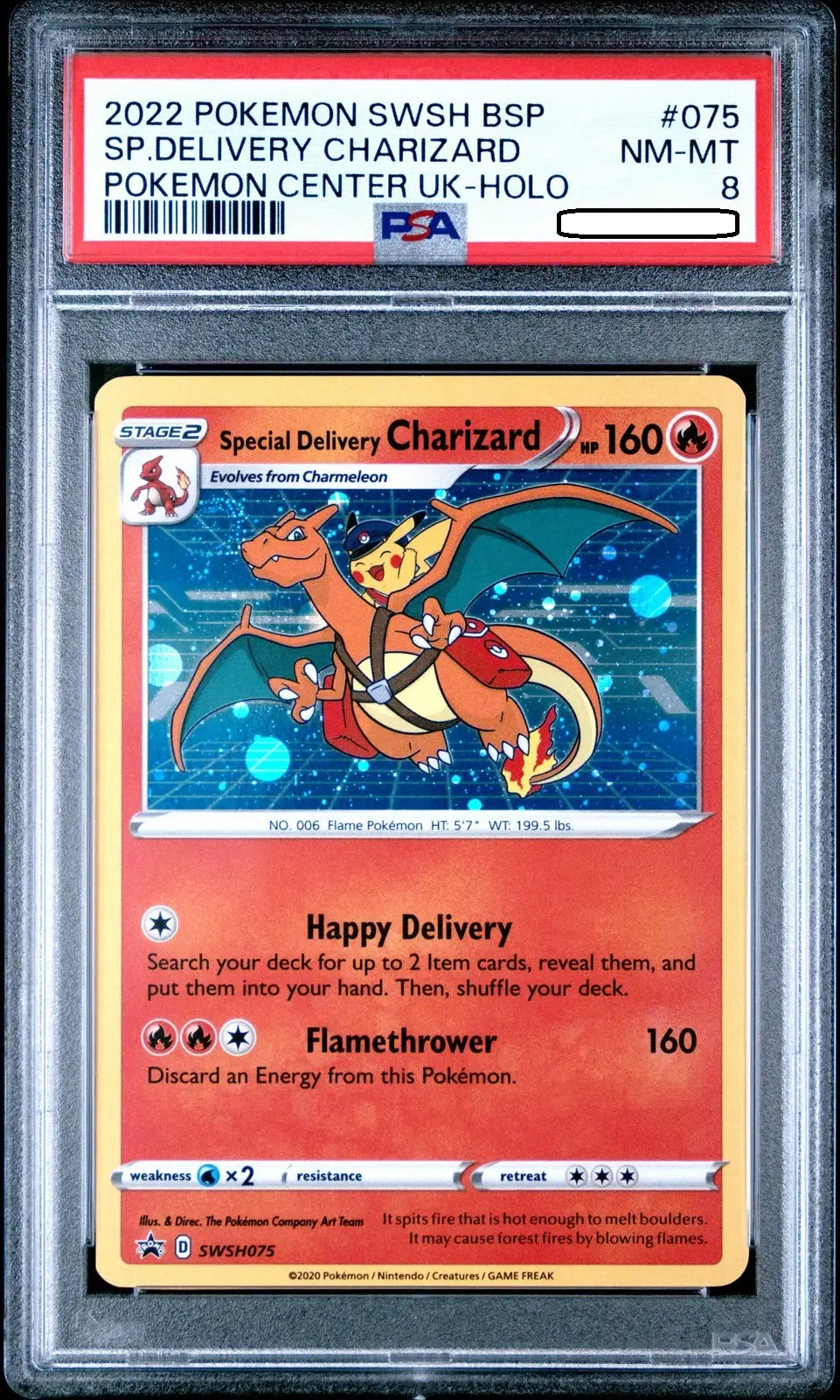 Pokémon TCG – Special Delivery Charizard SWSH075 Holo – Pokémon Center Promo – PSA 9 Mint
