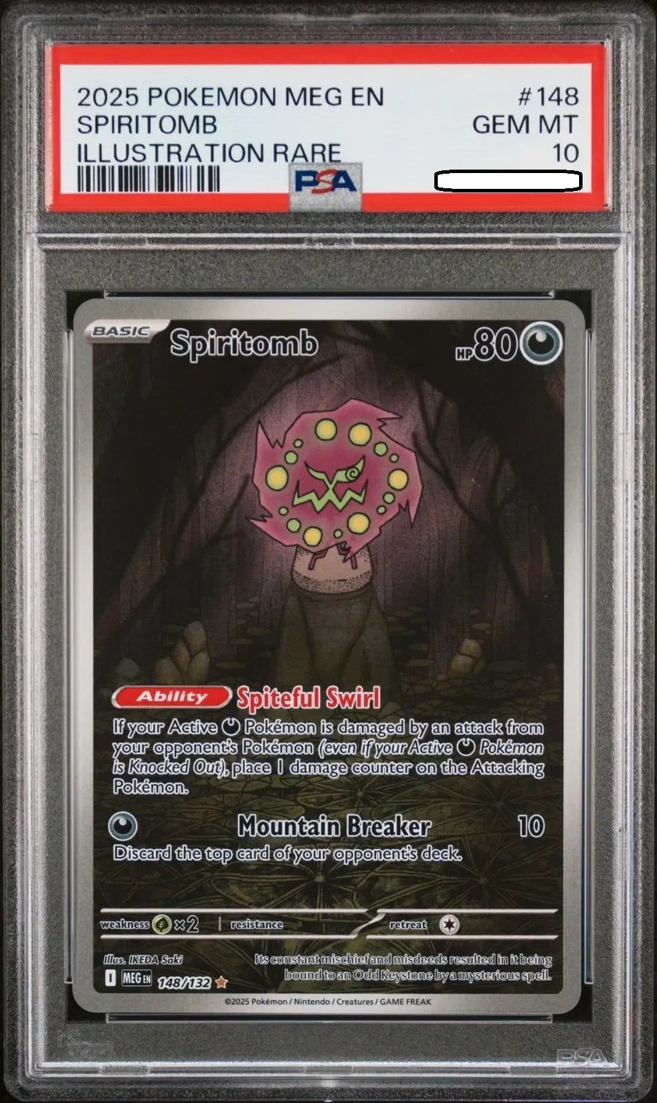 Pokémon TCG – Spiritomb 148/132 Illustration Rare – Mega Evolution – PSA 10 Gem Mint