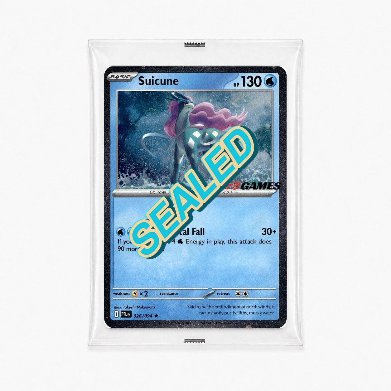 Suicune 026/094 Phantasmal Flames EB Games stamped Holo sealed promo