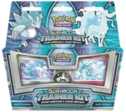 Factory sealed Pokémon TCG Sun & Moon Trainer Kit featuring Alolan Sandslash and Alolan Ninetales with two ready-to-play decks and learn-to-play Pokémon TCG materials.