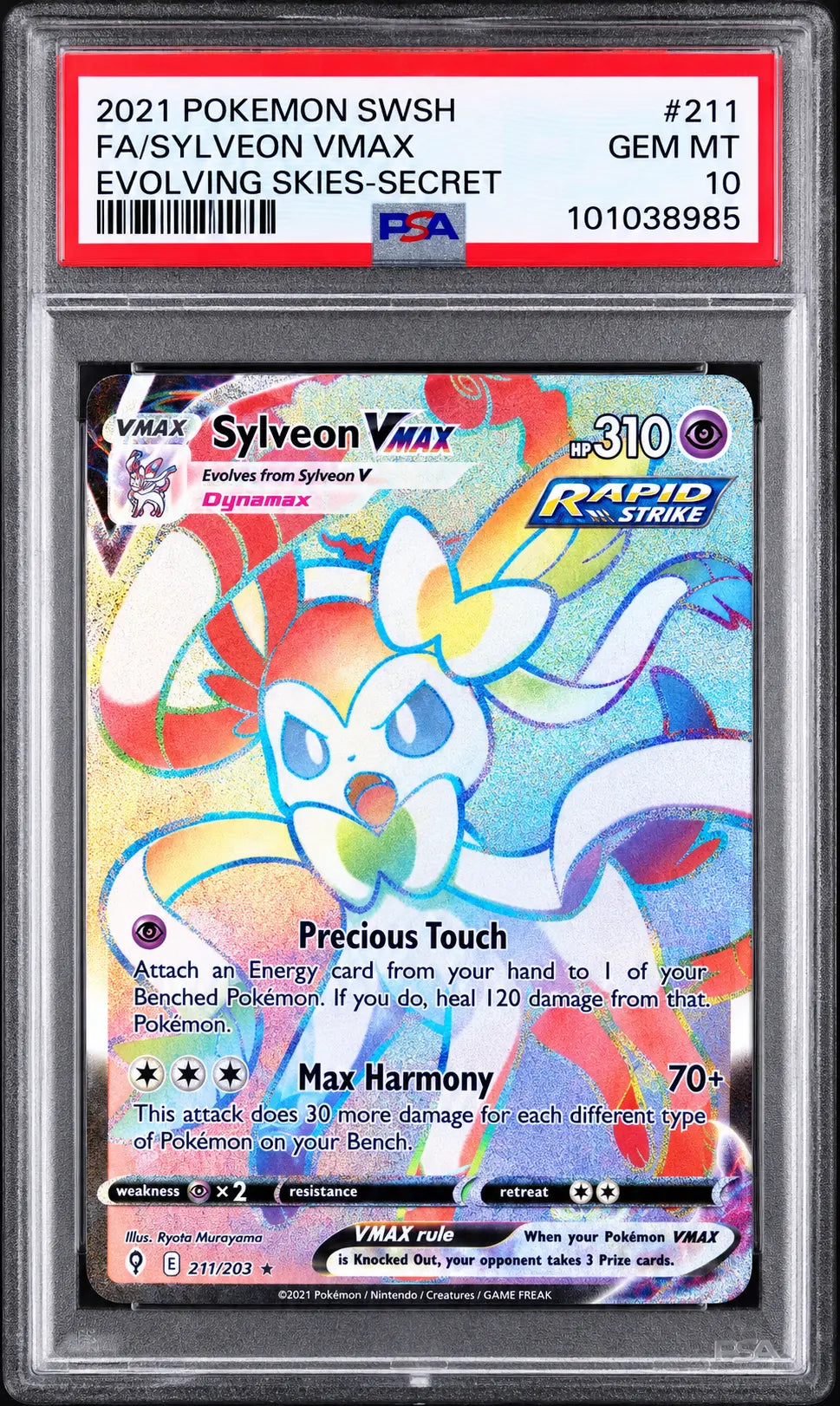 Sylveon VMAX 211/203 Evolving Skies PSA 10 cert 101038985