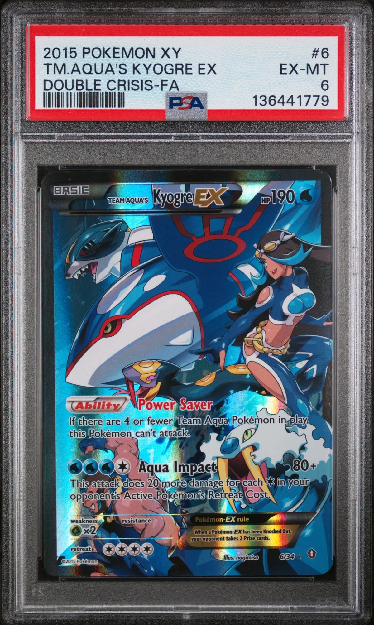 Team Aqua's Kyogre EX 6/34 Double Crisis PSA 6 cert 136441779