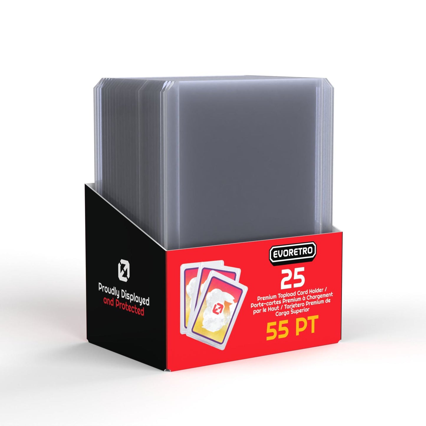 25 EVORETRO Toploader 35pt/55pt/75pt/100pt/180pt – Pack of 25 for Trading Cards EVORETRO Canada   Squirtle Squad Card Shop.