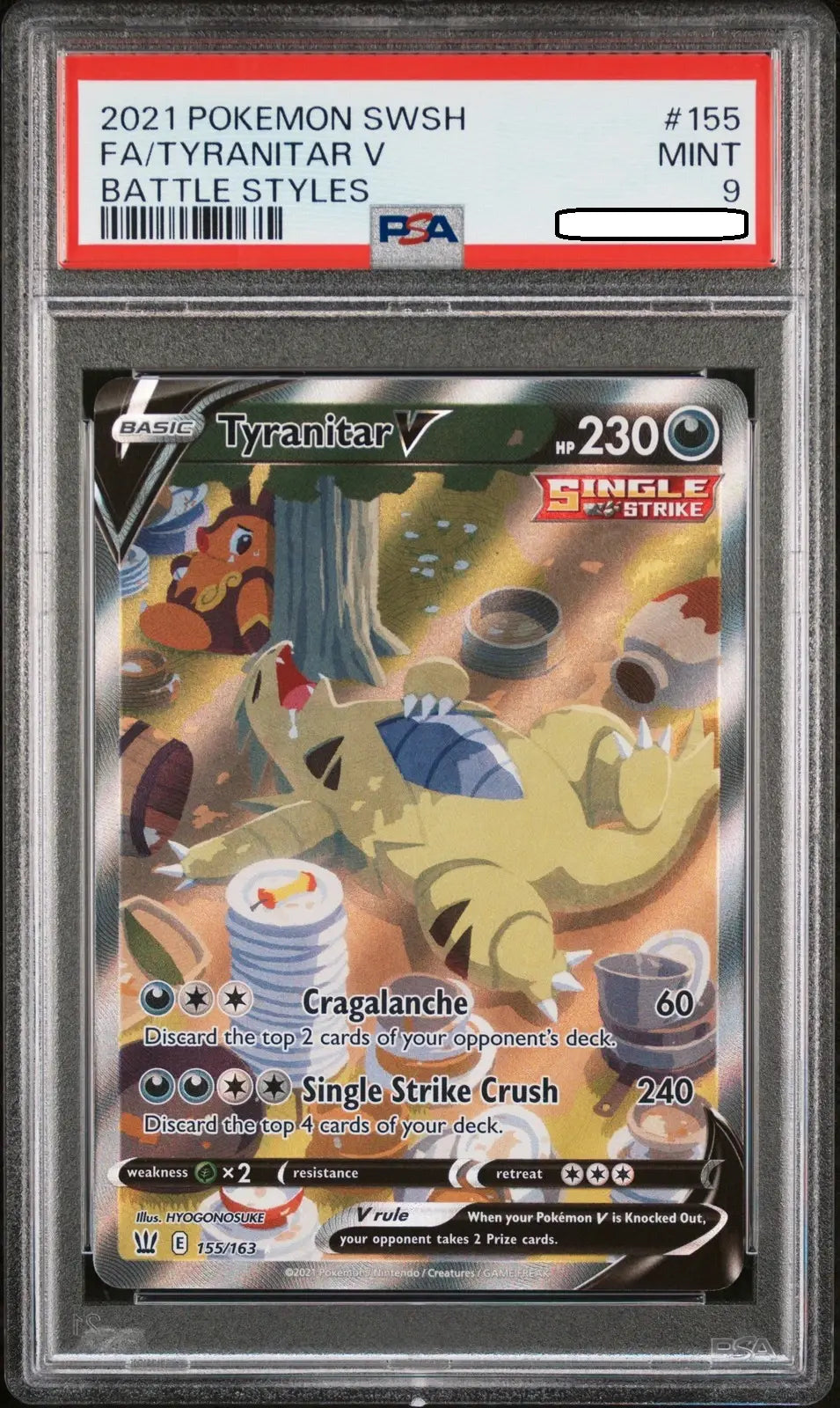Pokémon TCG – Tyranitar V 155/163 Alternate Art Full Art – Battle Styles – PSA 9 Mint - Squirtle Squad Card Shop.