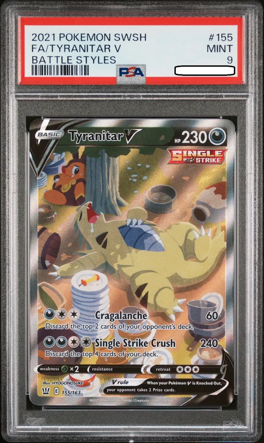 Pokémon TCG – Tyranitar V 155/163 Alternate Art Full Art – Battle Styles – PSA 9 Mint - Squirtle Squad Card Shop.