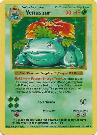 Venusaur 15/102 Base Set Shadowless — stock image