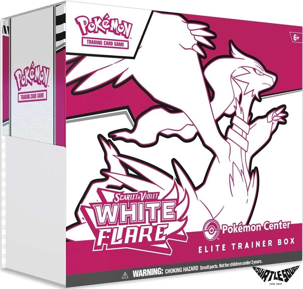 Pokémon TCG – White Flare Pokémon Center Elite Trainer Box – Factory Sealed Squirtle Squad Card Shop.   Squirtle Squad Card Shop.