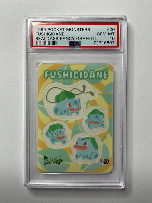 1999 Pocket Monsters Sealdass Fancy Graffiti Fushigidane #20 PSA 10 POP 11